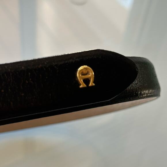 Etienne Aigner Black Leather Belt with Gold Buckle main image 9